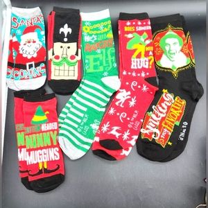 Lot of 6 Pairs New Unworn Will Farrell's Movie "Elf" Themed Holiday Socks